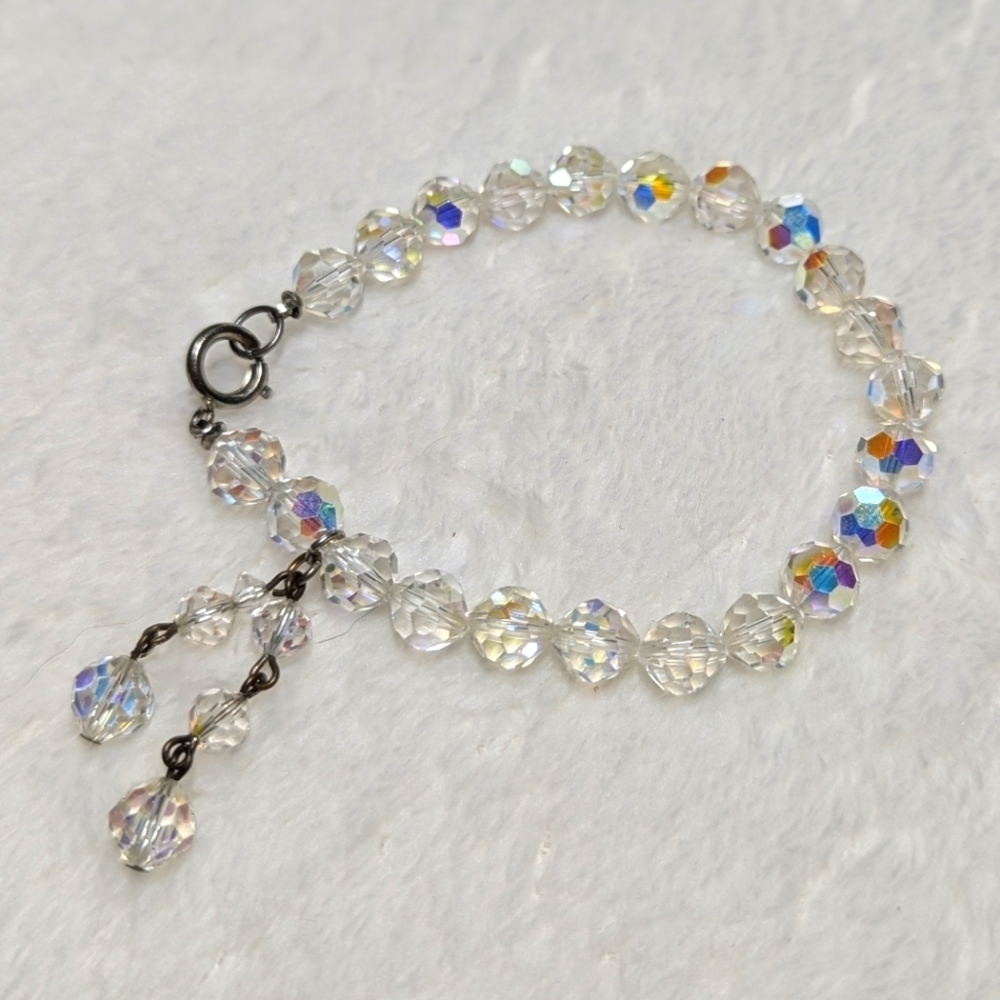 Vintage Sparkly Auroa Borealis Crystal Beaded Bracelet